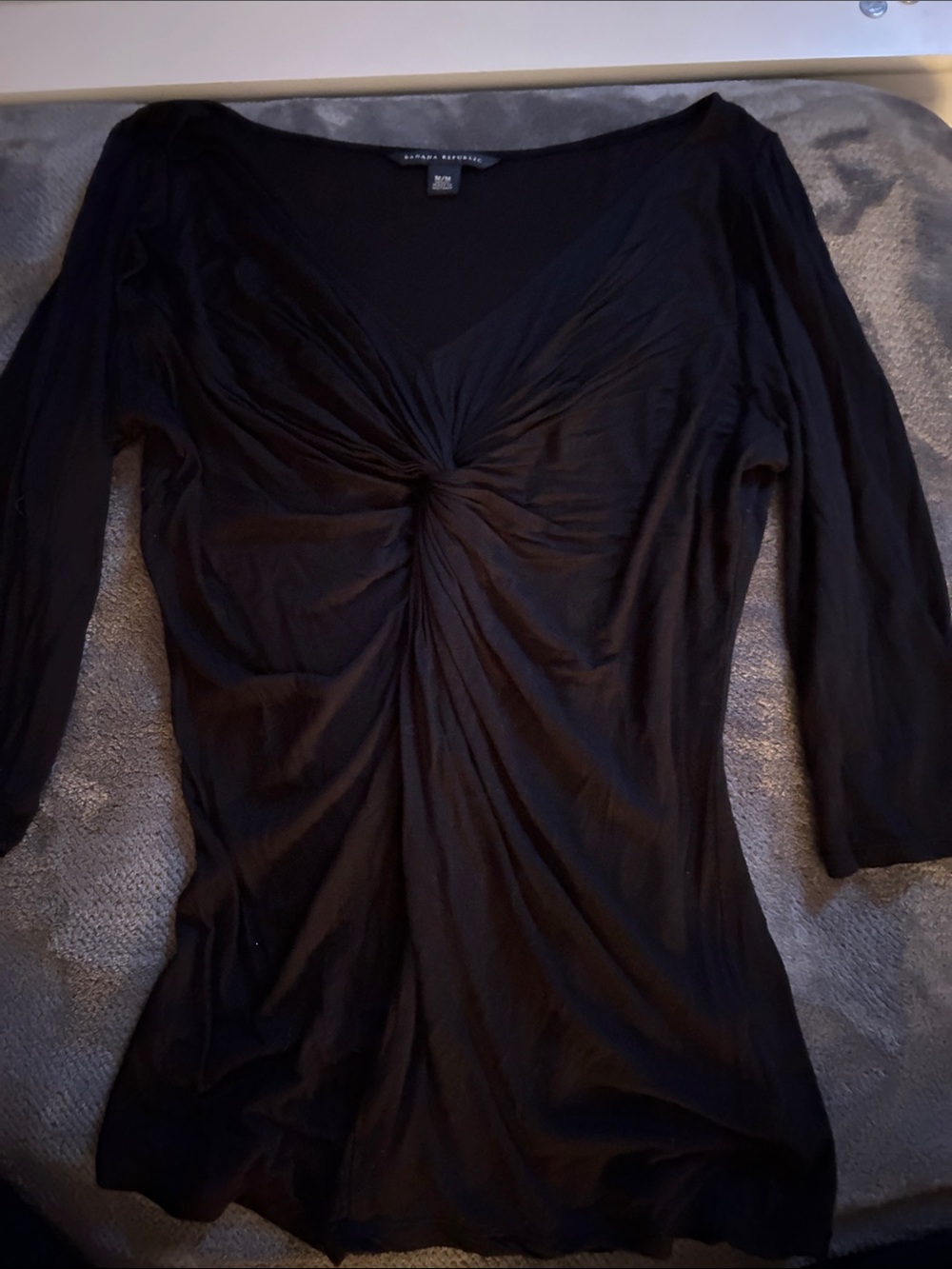 Banana Republic Black Long-Sleeve Twist-Front Top
